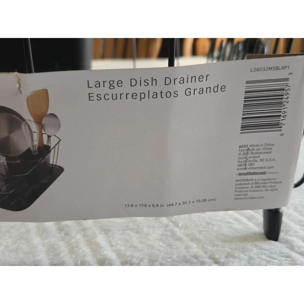 Rubbermaid 6032 Small Dish Drainer Black Coated Wire Rack with Microban New